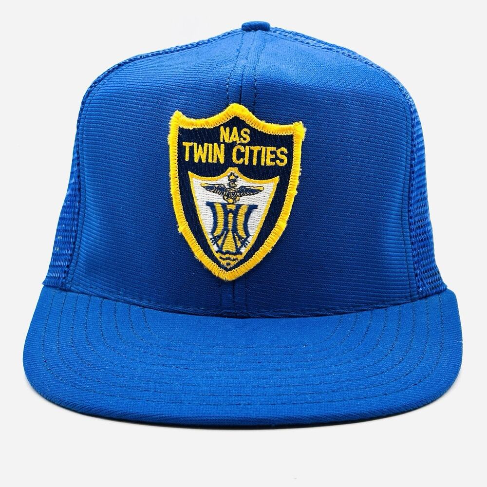 Vintage SnapBack Hat 80s Naval Air Services Blue Air Force Military Veteran